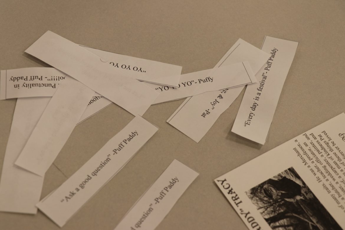 Clippings of paper with sayings.