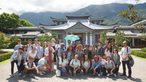 SJC students in front of a temple in Taiwan.
