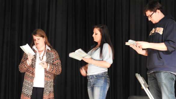 SJC Long Island students in Drama Society rehearsing.