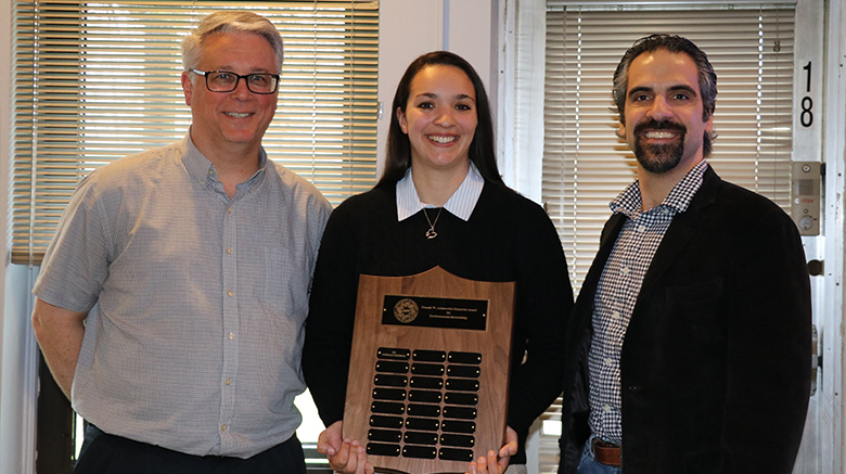 Gabrielle Cinquemani, recipient of the award, with Dr. Frank Antonawich, Sr., and Dr. Konstantine Rountos, creator of the award.