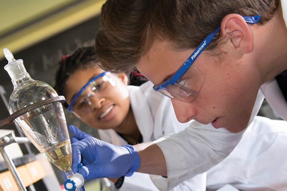 Students in one of SJC's science labs.