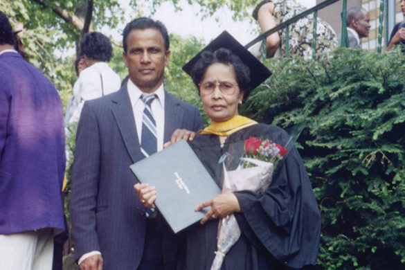 Rajdai Elizabeth Outar with her husband Seobarran James in 1996 when she graduated from SJC Brooklyn.