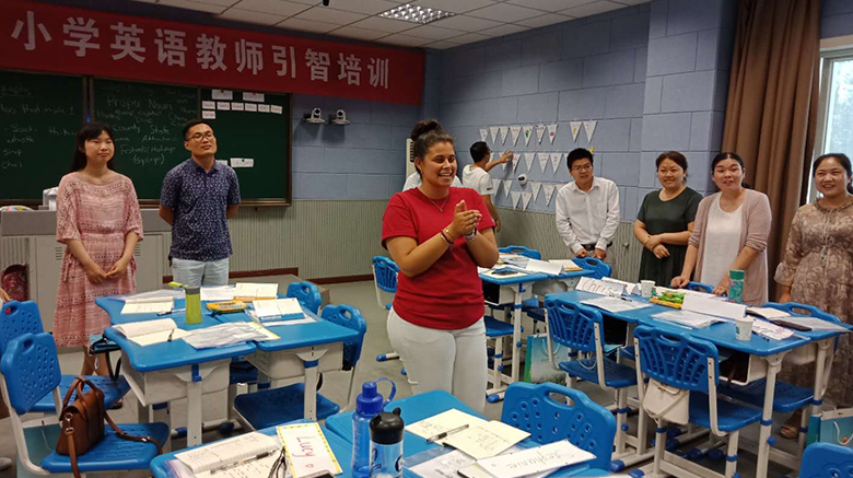 Emily Davies teaching in China.