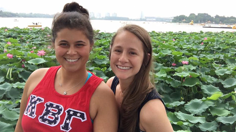 Emily Davies and Alyssa Patterson in China.