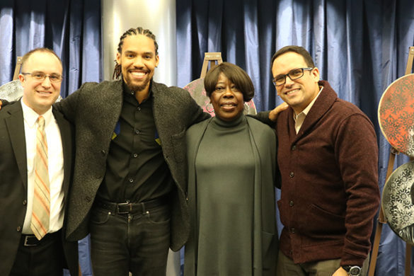 Pierce Freelon and Bettie Mae Fikes with two College staff members.