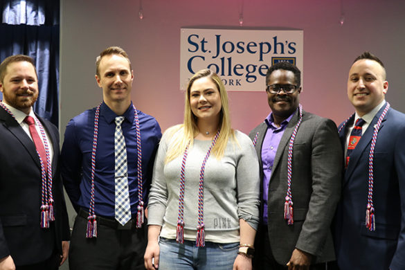 A few of the SJC Long Island student veterans expected to graduate in May 2019.