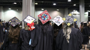 Decorated caps at SJC Long Island's 2019 commencement ceremony.