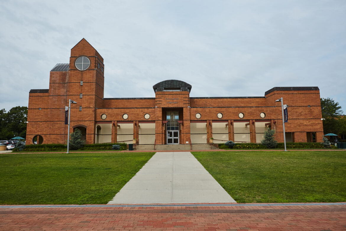 Straightforward shot of the exterior of the Callahan Library in 2019.