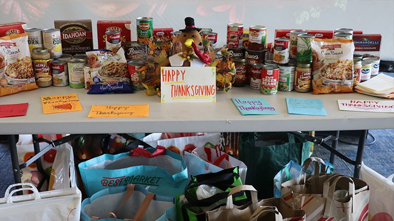 The SJC Long Island community donates food for Thanksgiving for local families in need.