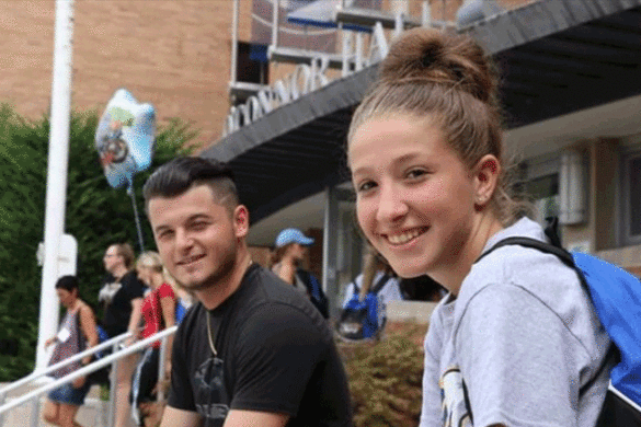 Carly Credidio with classmates and friends at SJC Long Island before the current health crisis caused courses to become remote.