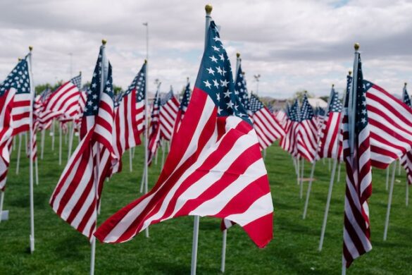 American flags.