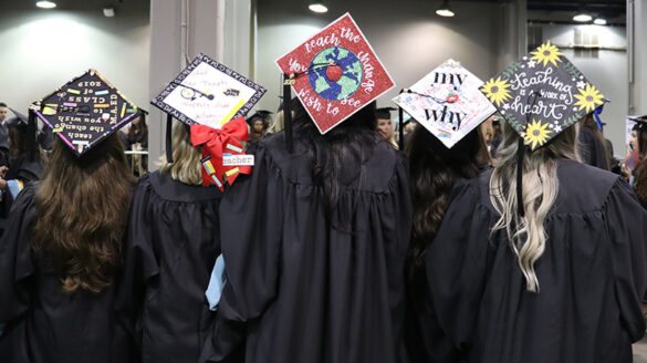 Decorated graduation caps from SJC Long Island's 2019 commencement.
