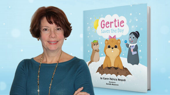 Karen Megay Nespoli with her picture book "Gertie Saves the Day."