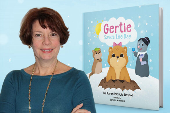 Karen Megay Nespoli with her picture book "Gertie Saves the Day."