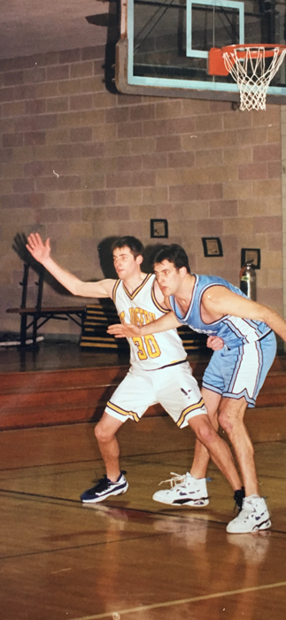 Ryan McNeely ’96 playing basketball at SJC Long Island.