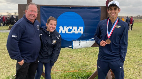 Matthew Lopez (right) after placing 22nd at the NCAA Metro Regional Championship.