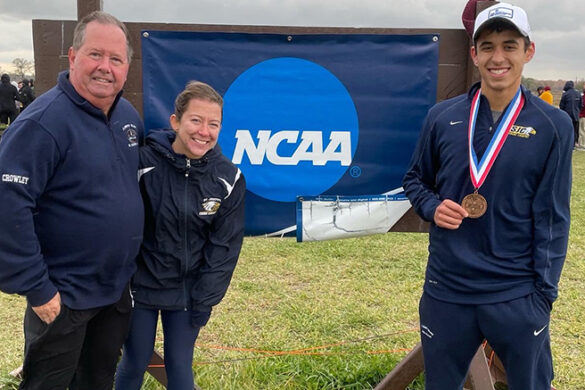 Matthew Lopez (right) after placing 22nd at the NCAA Metro Regional Championship.