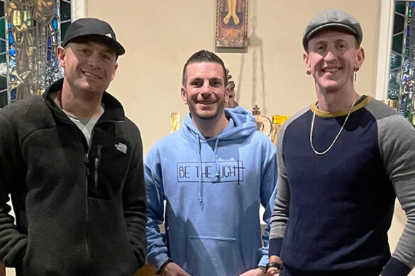 Ronan (right) from Hope House Ministries with two colleagues who will be running with him.