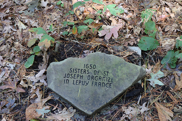 A rock marking the founding of the Sisters of St. Joseph.