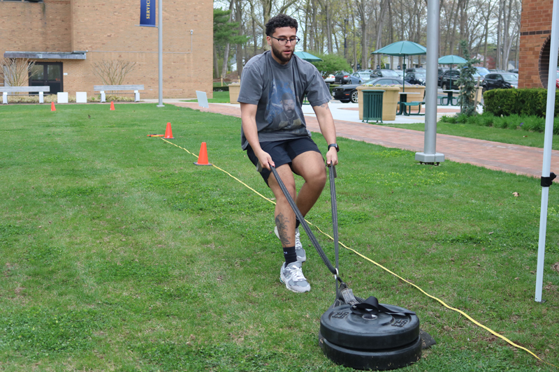 Student participating in the fitness challenge.