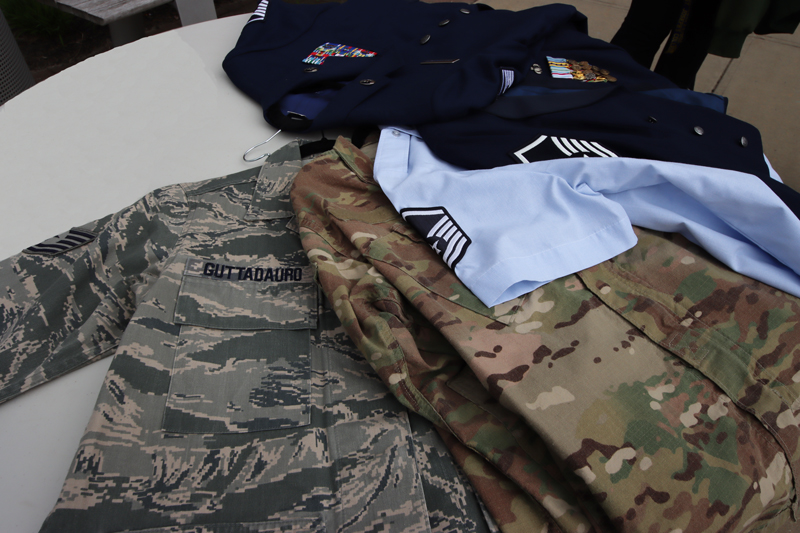 Military uniforms on display at the SVA Boot Camp Experience.