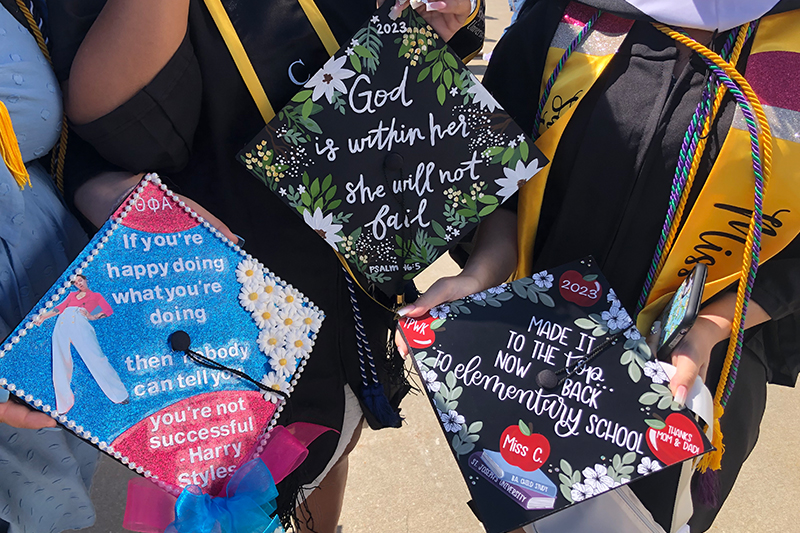 Class of 2023 Commencement caps.