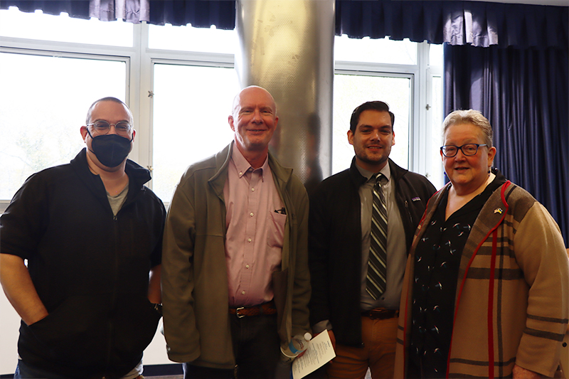 Keynote speaker Gregory Bruno, Ph.D., with faculty in the English department.