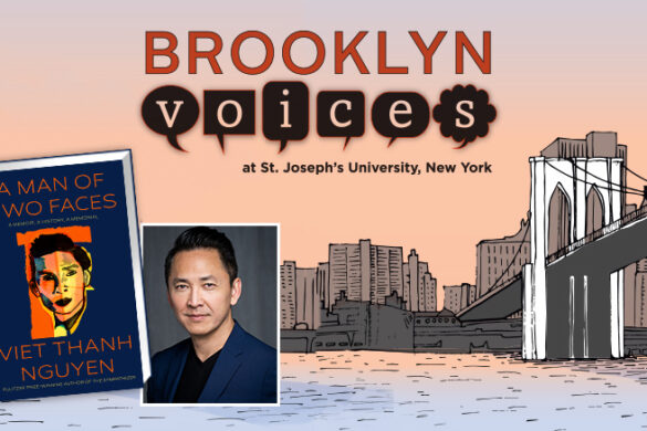 Brooklyn Voice announcement with author and book cover photo.