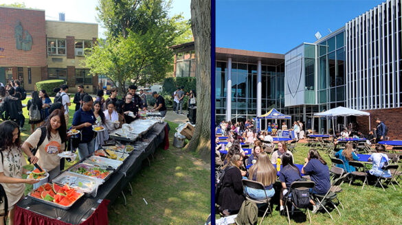 SJNY celebrating the Welcome Back Barbecue and first day of classes at both campuses.