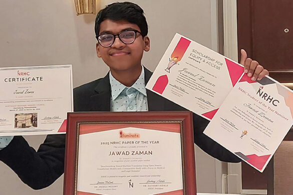 SJNY Student Jawad Zaman ’27 Receives Recognition for AI Research